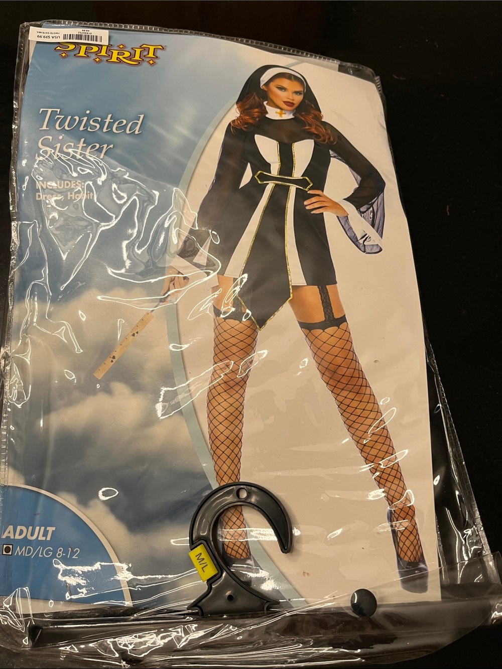Spirit Twisted Sister Black, White & Gold Nun Costume